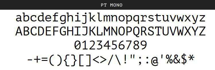 PT Mono Regular Bold free programming code fonts