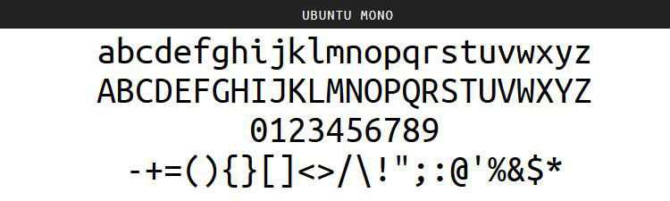 Ubuntu Mono free programming code fonts