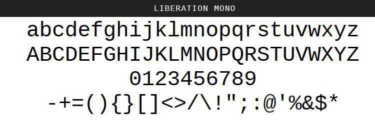 Liberation Mono free programming code fonts