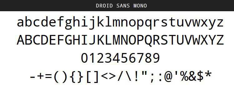 Droid Sans Mono free programming code fonts