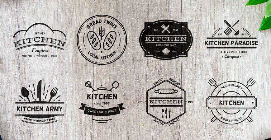 Kitchen Badge Logo Template Collection restaurant cooking food