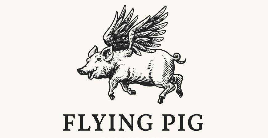 Flying Pig Handrawn Logo Template restaurant cooking food
