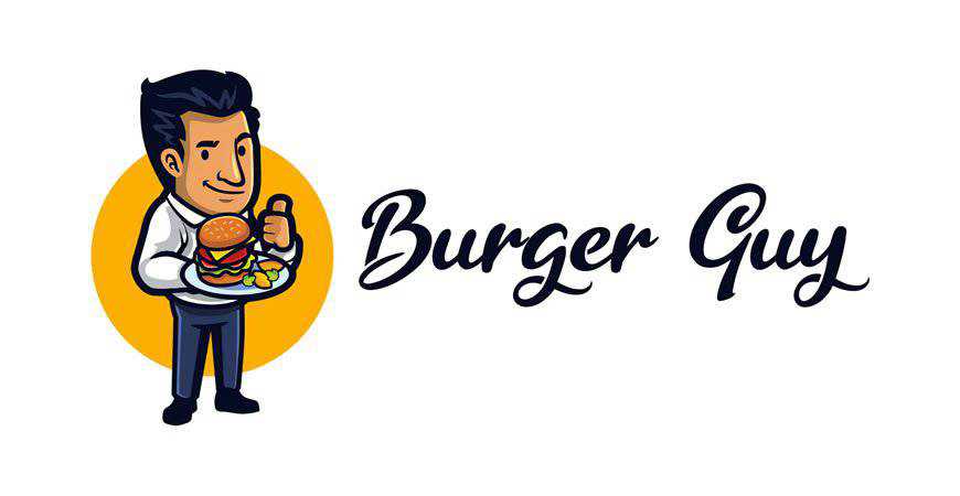 Cartoon Burger Guy Mascot Logo Template restaurant cooking food
