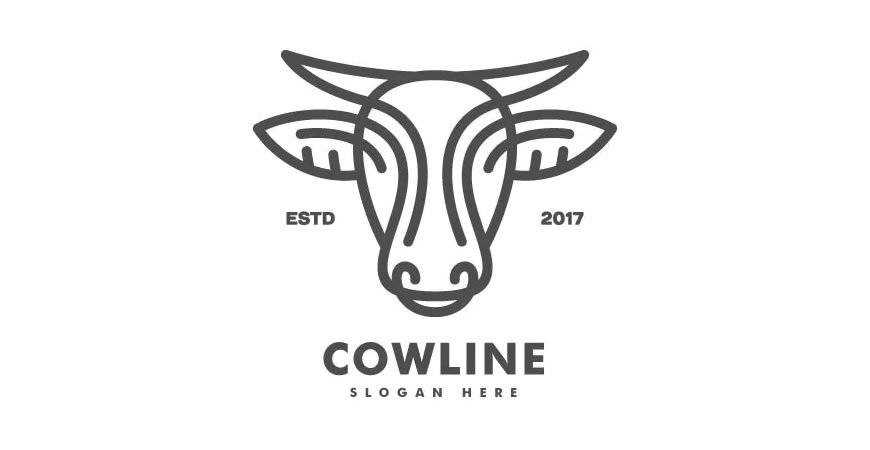 Cow Line Art Style Logo Template restaurant cooking food