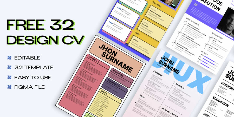 32 Resume/CV Resume CV Template Job Application Figma Design