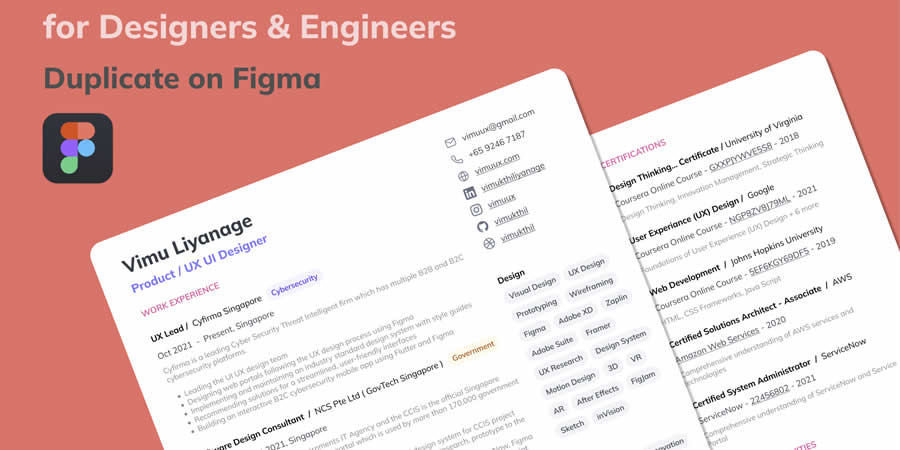 Designers & Engineers Resume CV Template Job Application Figma Design