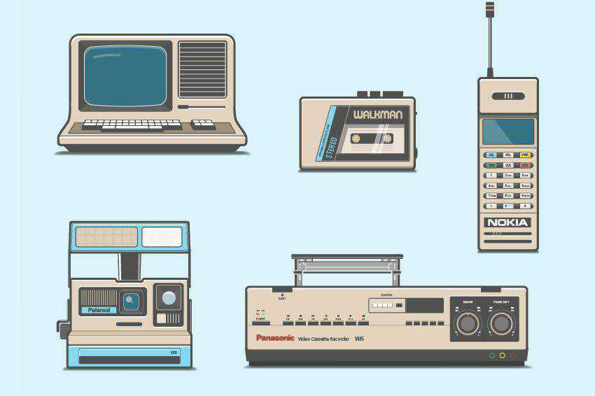 80s Electronics free vector template illustrator ai eps vintage