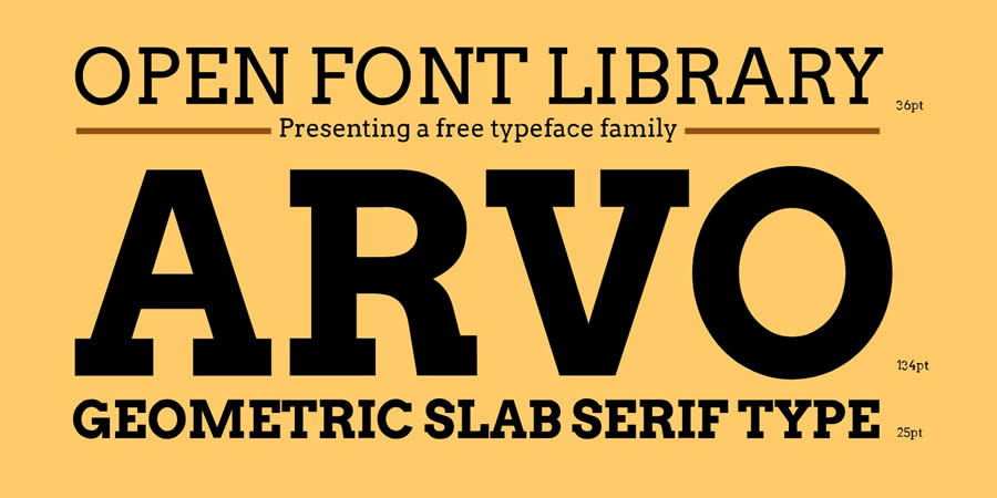 Arvo is a top free slab serif font family for designers