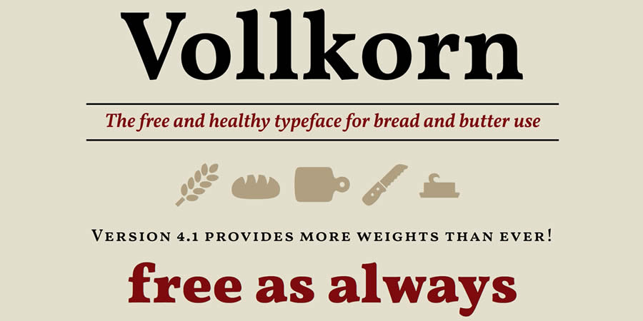 Vollkorn Serif is a top free slab serif font family for designers