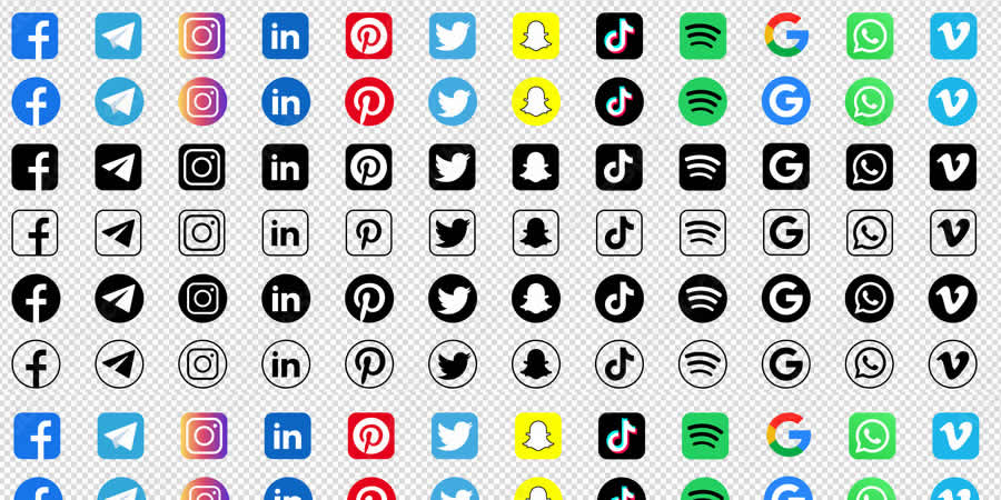 Rounded Corner Social Media Vector Icon Set