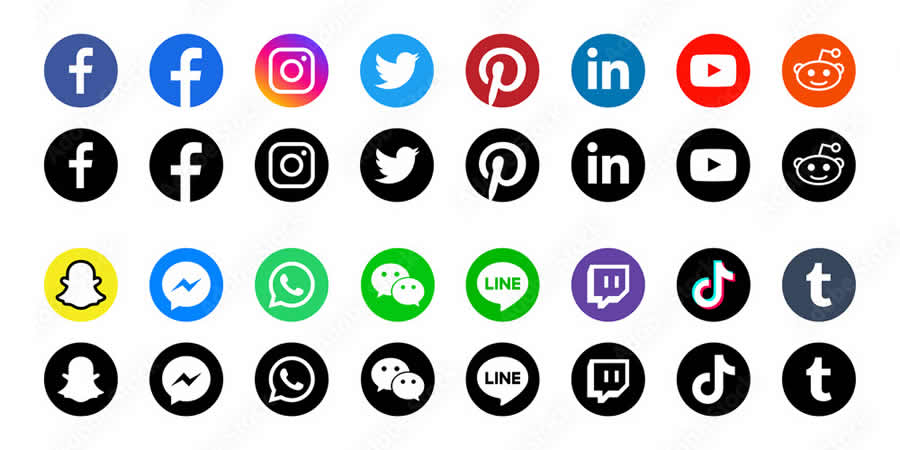 Round Flat Design Social Media Vector Icons