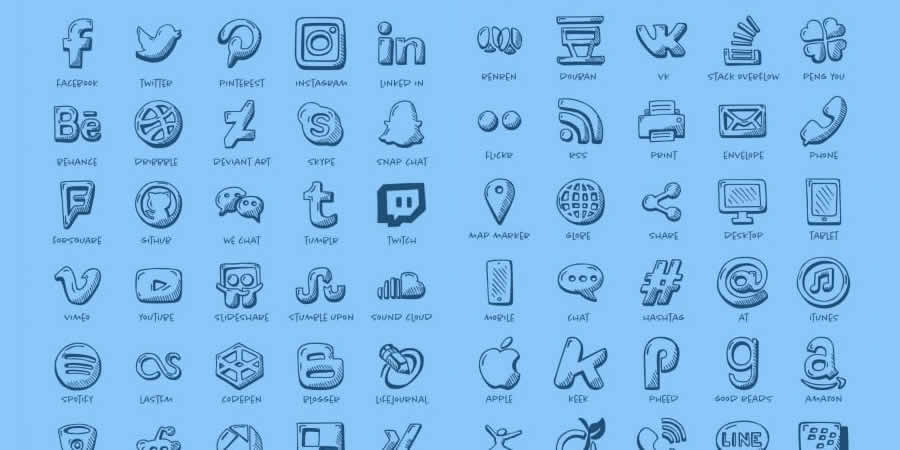 Hand-Drawn Vector Social Media Icons