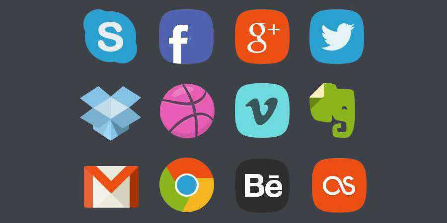 Free Flat Set of Social Media Badges Icon Set