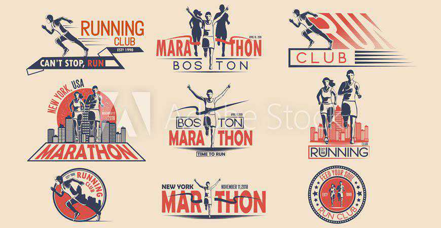Running Marathon Logo Templates sport fitness work