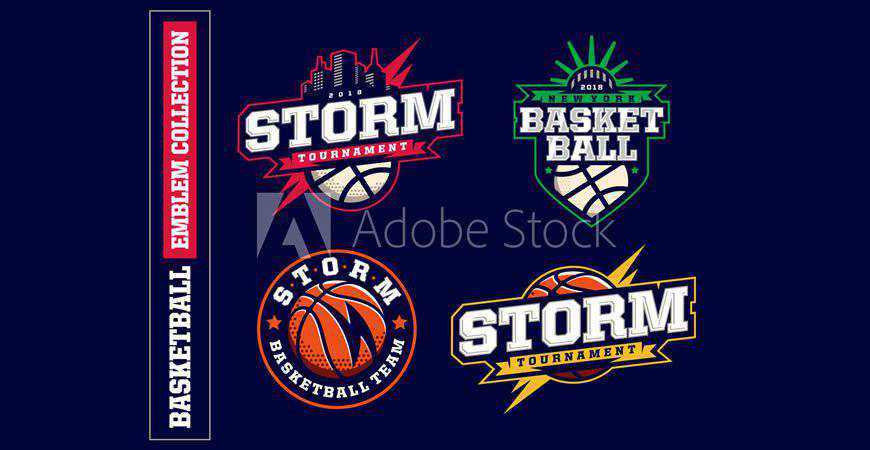 Modern Basketball Logo Template Set sport fitness work