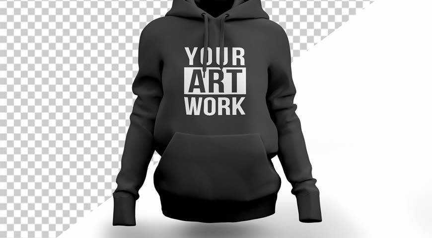 Black Hooded Sweatshirt Photoshop PSD Mockup Template