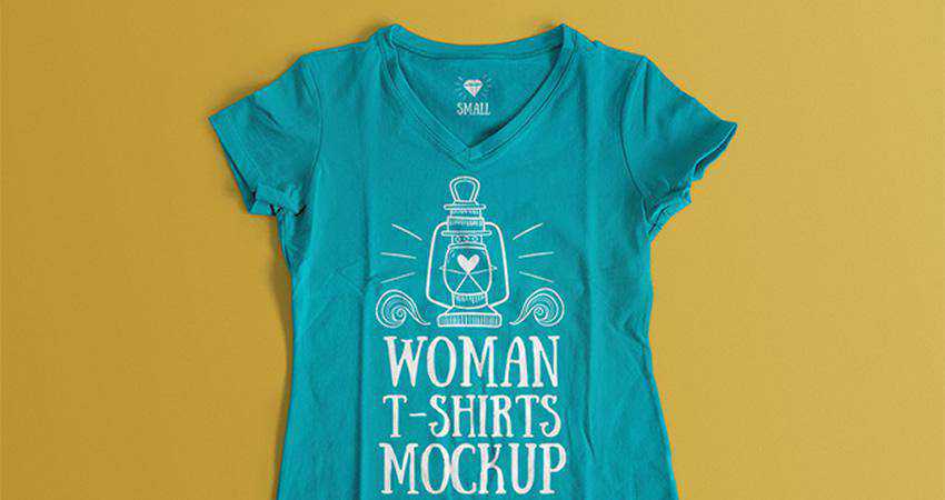 Free Woman T-Shirt Mockup Template Photoshop PSD