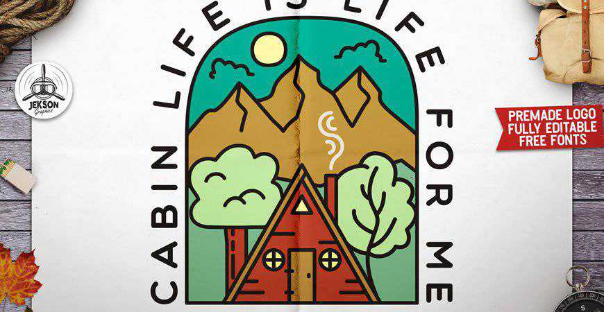 Cabin Life Badge Logo Templates travel holiday vacation