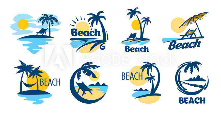 Set of Beach Logo Templates travel holiday vacation