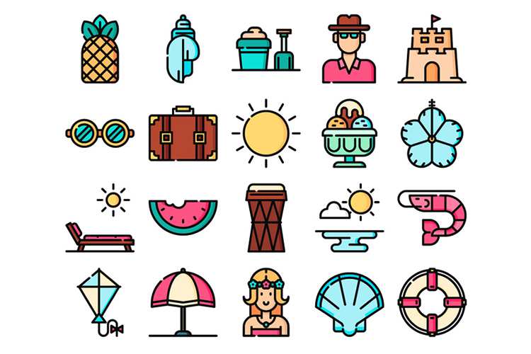The Free Tropical Travel Icon Set (SVG & PNG Formats)