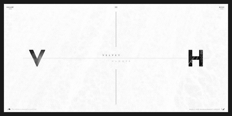 Velvet Hammer ultra minimal web design
