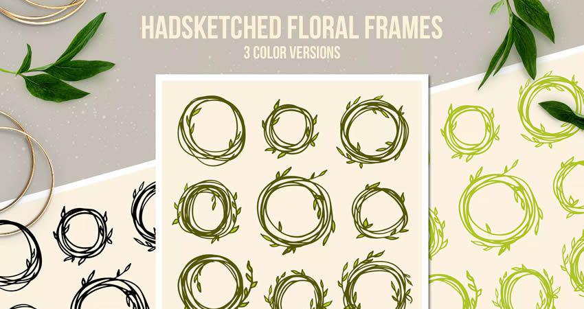Handsketched Floral Frame vector template free illustrator