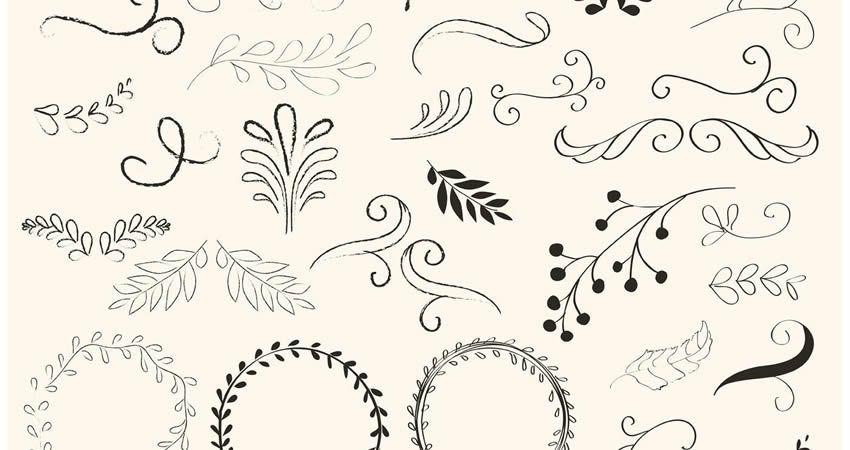 Hand Drawn Swirls Wreath vector template free illustrator