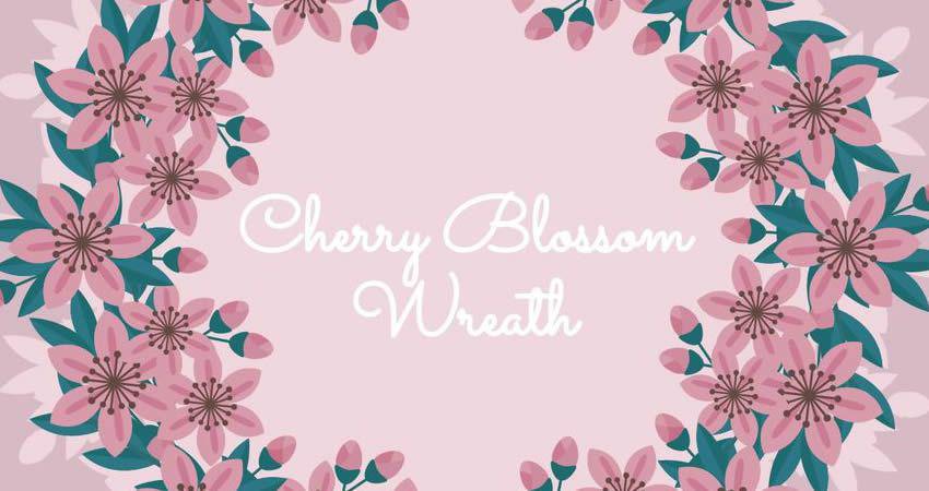 Cherry Blossom Wreath vector template free illustrator