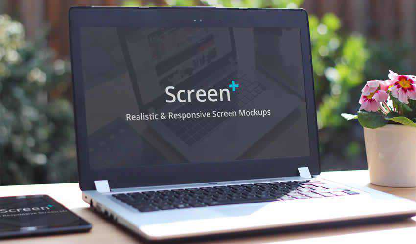 screen ScreenPlus Realistic website responsive mockup template web design edit ps photoshop