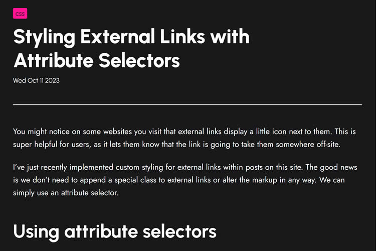 Styling External Links with Attribute Selectors