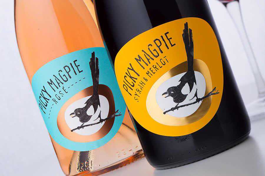 Picky Magpie Wine Brand label design inspiration
