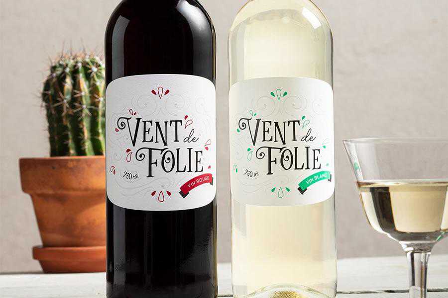Vent de Folie wine label design inspiration