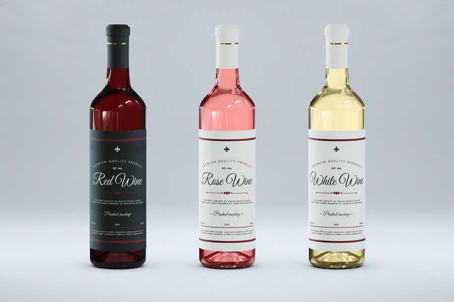 Wine Bottles Mock-Up Templates label design inspiration