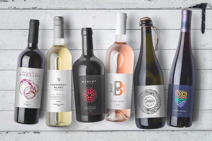 Wine Bottles PSD Mockups label design inspiration