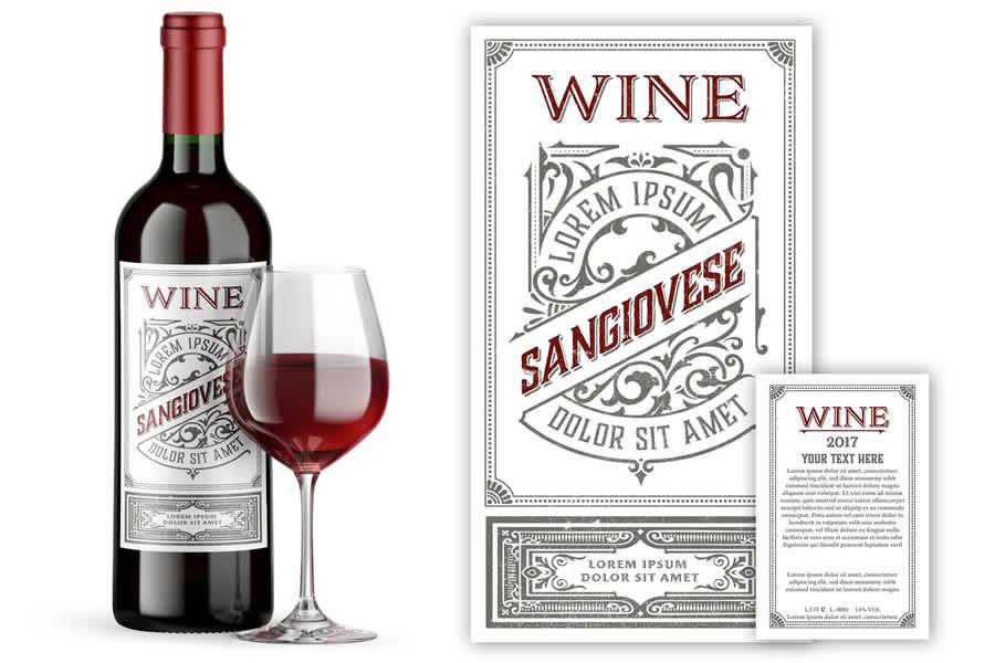 Vintage Wine Set Labels Template design inspiration