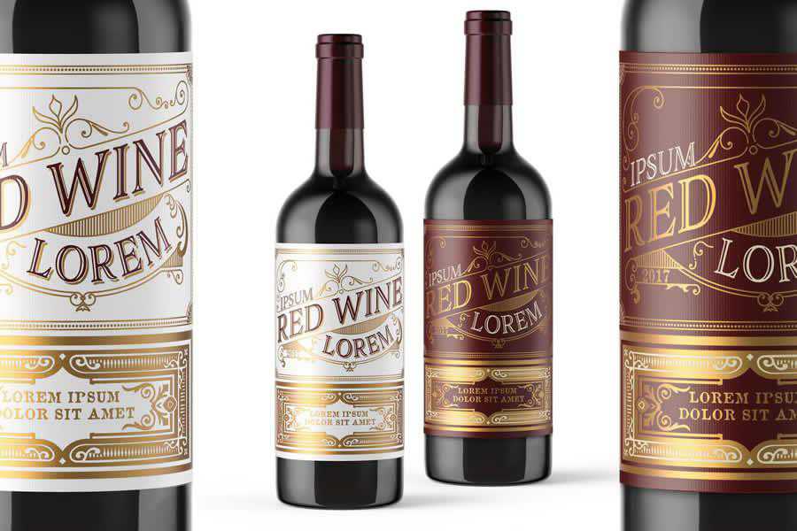 Template Vintage Red wine label design inspiration