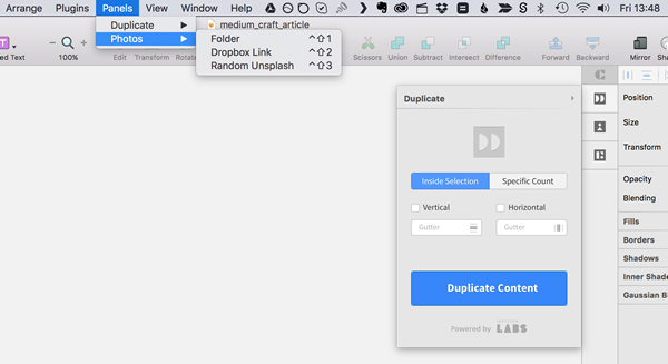 InVision Labs Inspector Panel Craft sketch.app