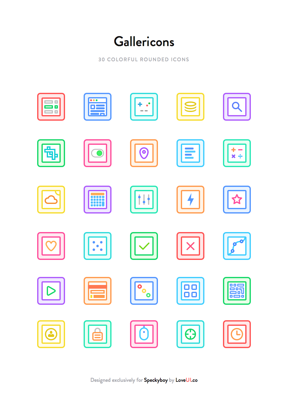 Gallericons Icon Set 30 flat rounded colourful Sketch PNG