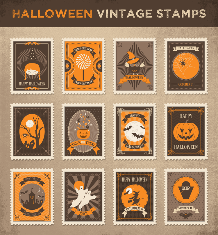 halloween vintage stamps illustrator svg ai eps svg photoshop psd