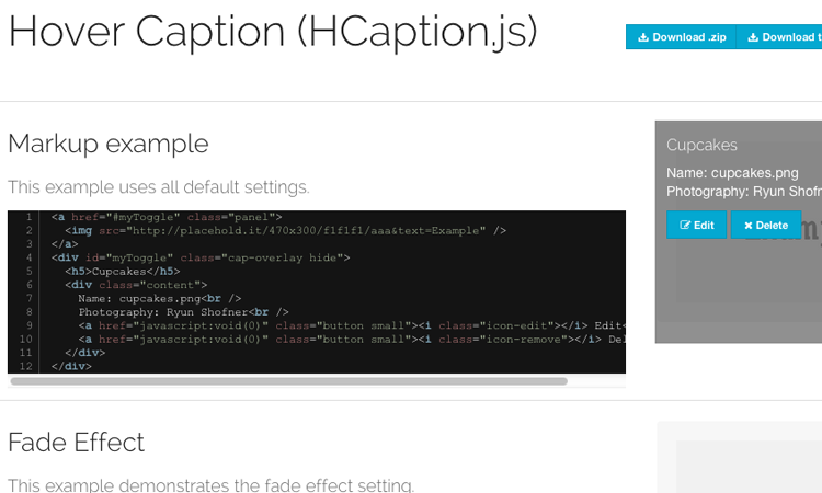 hcaptions jquery hover plugin captions open source